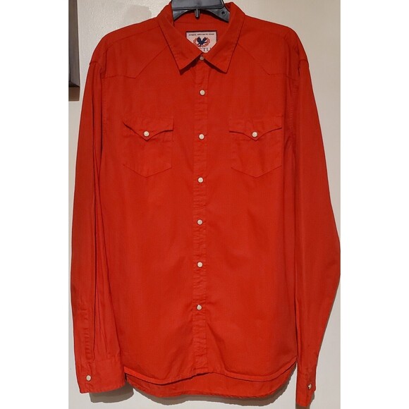 Cactus Authentic Handcrafted Goods Men's Shirt w/ Pearl Snap Buttons Size XL Red - Picture 1 of 4